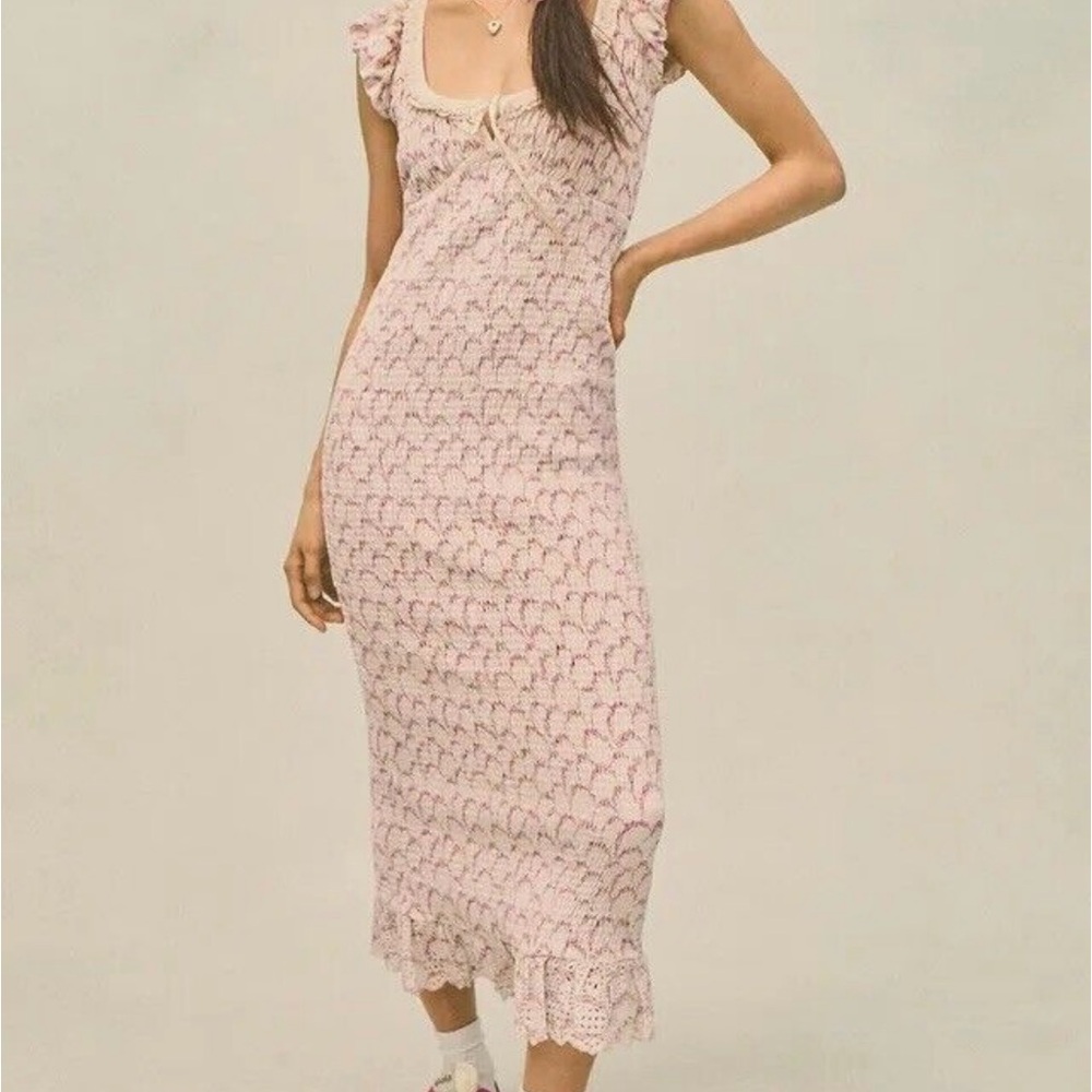 FREE PEOPLE MCKENNA VELVET MIDI DRESS .., never worn in cream…STORE RETURN